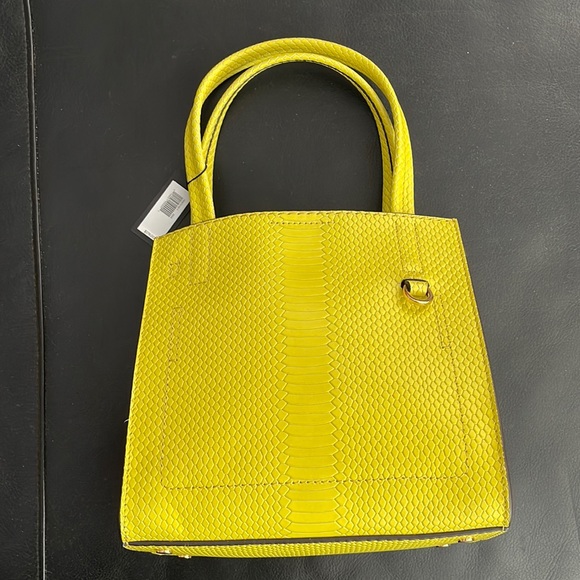 RAER** **NWT**BANANA REPUBLIC Yellow Croc Embossed Leather Mini Tote Bag - Picture 1 of 9